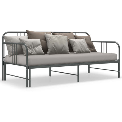 Pull-out Sofa Bed Frame without Mattress Grey Metal 90x200 cm