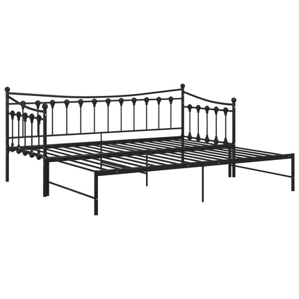 Pull-out Sofa Bed Frame without Mattress Black Metal 90x200 cm