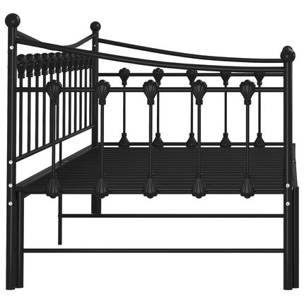 Pull-out Sofa Bed Frame without Mattress Black Metal 90x200 cm