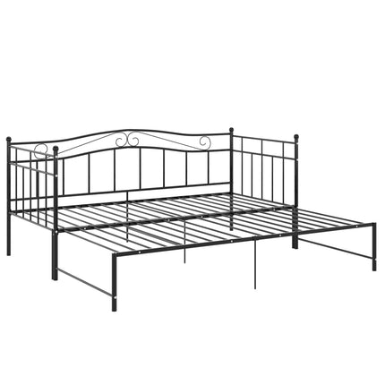 Pull-out Sofa Bed Frame without Mattress Black Metal 90x200 cm