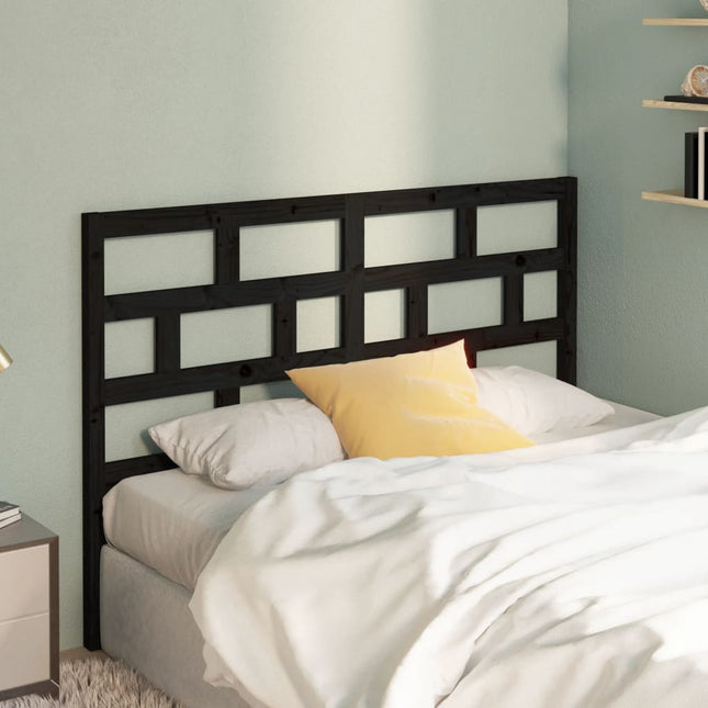 Bed Headboard Black 166x4x100 cm Solid Wood Pine