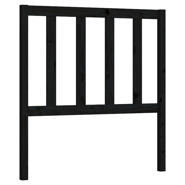Bed Headboard Black 81x4x100 cm Solid Wood Pine