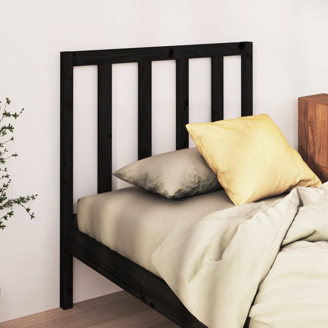 Bed Headboard Black 81x4x100 cm Solid Wood Pine
