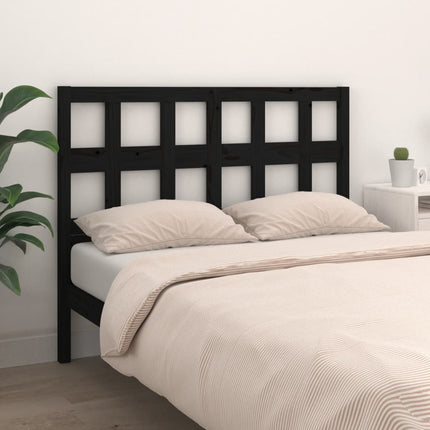 Bed Headboard Black 145.5x4x100 cm Solid Wood Pine
