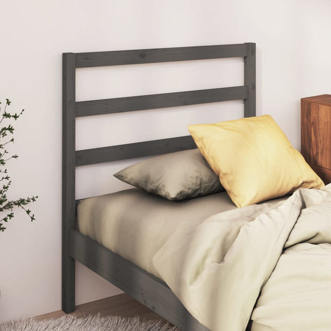 Bed Headboard Grey 95x4x100 cm Solid Wood Pine