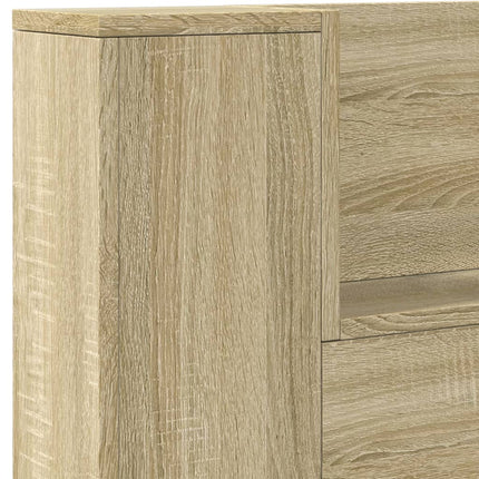 Headboard Cabinet with LED Sonoma Oak 220x16.5x103.5 cm