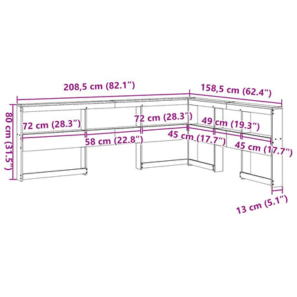 Bookcase Headboard L-Shaped Wax Brown 140 cm Solid Wood Pine
