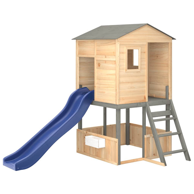 Outdoor Playset Dark Grey Solid Wood Fir