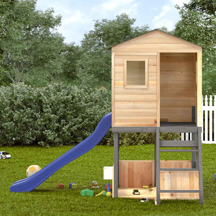 Outdoor Playset Dark Grey Solid Wood Fir