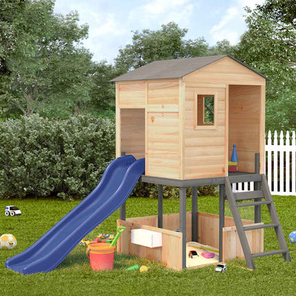 Outdoor Playset Dark Grey Solid Wood Fir