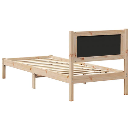 Bed Frame with Upholstered Headboard Black 75 x 190 cm Fabric
