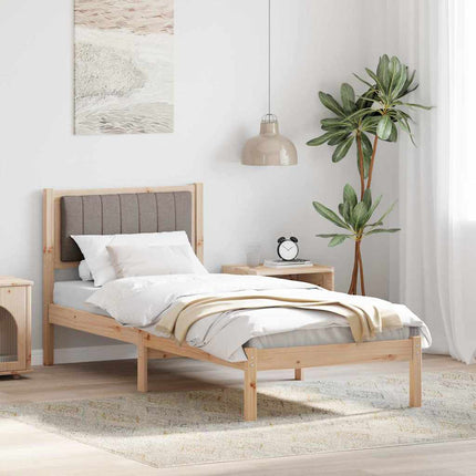 Bed Frame with Upholstered Headboard Taupe 75 x 190 cm Fabric