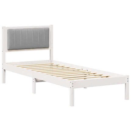 Bed Frame with Upholstered Headboard Light Grey 75 x 190 cm