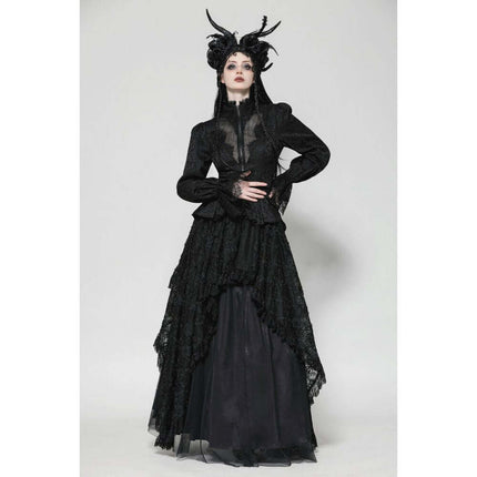 Dark in Love Felicity Gothic Lacey Zip Up Tailcoat Shirt
