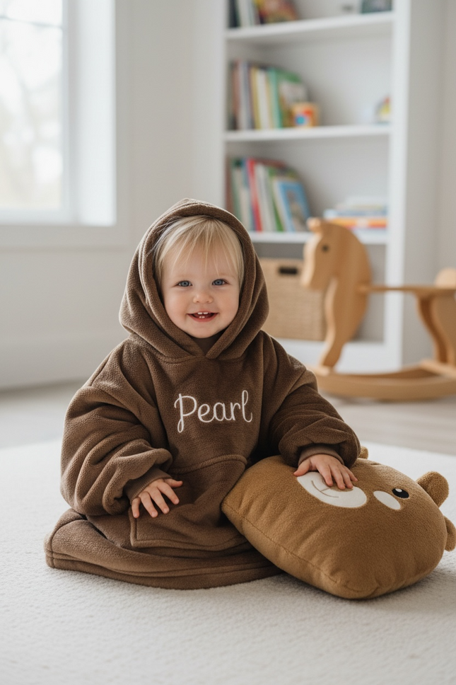 Kids Personalised Animal Hooded Blanket / Cushion