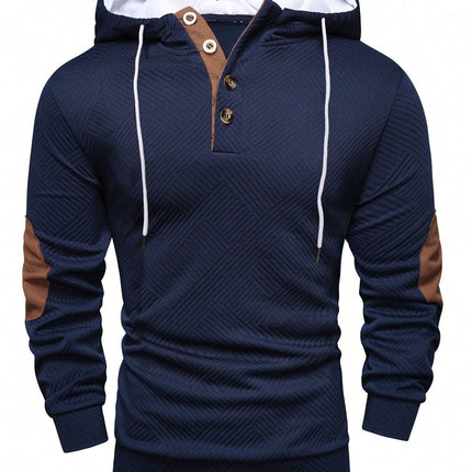 Premium Men's Jacquard Hooded Sweater - Casual Pullover Hoodie for Sports & Leisure