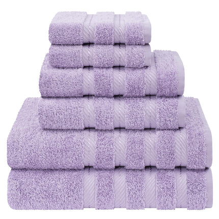 American Soft Linen Luxury 6 Piece Towel Set, 2 Bath Towels, 2 Hand Towels, 2 Washcloths, 100% Cotton Turkish Towels for Bathroom, Purple Towel Sets