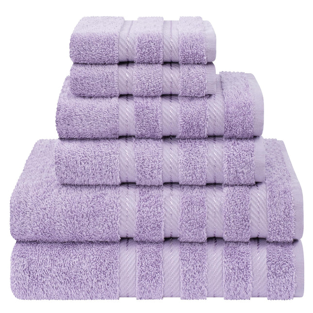 American Soft Linen Luxury 6 Piece Towel Set, 2 Bath Towels, 2 Hand Towels, 2 Washcloths, 100% Cotton Turkish Towels for Bathroom, Purple Towel Sets