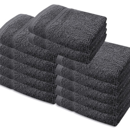 A & B TRADERS Premium Cotton Face Cloths Flannels Washcloth 12-Pack 500 GSM Ring Spun Soft Absorbent 30 x 30cm Towels (Charcoal Grey)