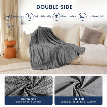 Danctec Cooling Blanket for Night Sweats, Summer Throw for Hot Sleepers, Q-Max>0.45 Cool Fiber for Bed Couch Sofa Travel Adult Kids, Lightweight,