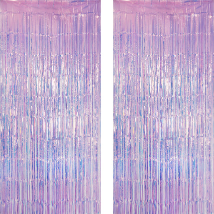 Iridescent Purple Party Streamers Backdrop - GREATRIL Holographic Tinsel Foil Fringe Curtain for Mermaid/Unicorn/Euphoria/Women?s Day/Butterfly Fairy