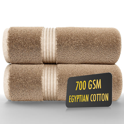 ALSAP Brown Bath Towels Set Of 2 (130x70cm) ? 700 GSM Super Absorbent Egyptian Cotton Bath Sheets ? Hotel Quality Quick Dry Bathroom Towels for Home,