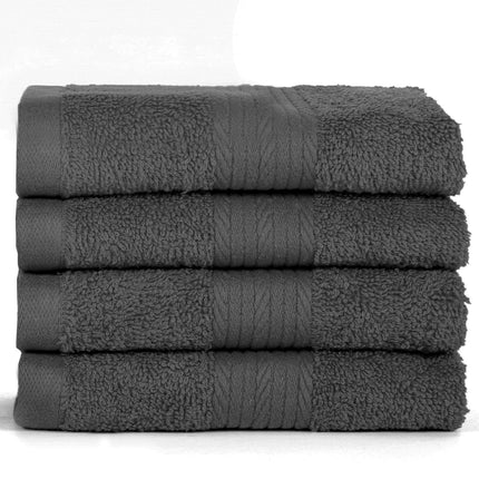 Ample Decor Cotton Washcloths Set 4, 30 X 30 cm, 100% Cotton Premium Quality Flannel Face Cloths, Highly Absorbent Fingertip Towels - Grey