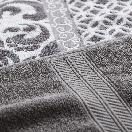 Amrapur Modern Threads Trefoil Filigree 6-Piece Reversible Yarn Dyed Jacquard Towel Set - Bath Towels, Hand Towels, & Washcloths - Super Absorbent &