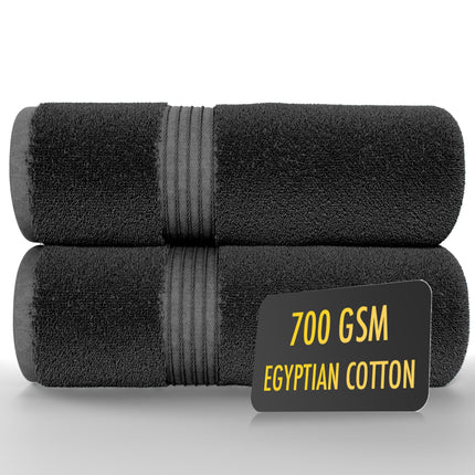 ALSAP Charcoal Bath Towels Set Of 2 (130x70cm) ? 700 GSM Super Absorbent Egyptian Cotton Bath Sheets ? Hotel Quality Quick Dry Bathroom Towels for