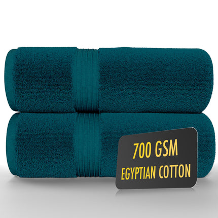 ALSAP Blue Lagoon Bath Towels Set Of 2 (130x70cm) ? 700 GSM Super Absorbent Egyptian Cotton Bath Sheets ? Hotel Quality Quick Dry Bathroom Towels for