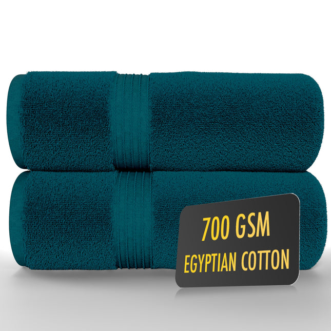 ALSAP Blue Lagoon Bath Towels Set Of 2 (130x70cm) ? 700 GSM Super Absorbent Egyptian Cotton Bath Sheets ? Hotel Quality Quick Dry Bathroom Towels for
