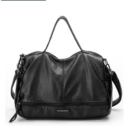 Autumn and winter new Messenger bag washed leather large capacity motorcycle bag handbags shoulder bag ladies big bag