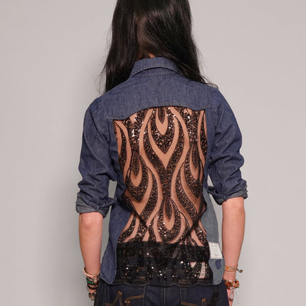 Party Back Shirt - Slim Fit - Black Sequin