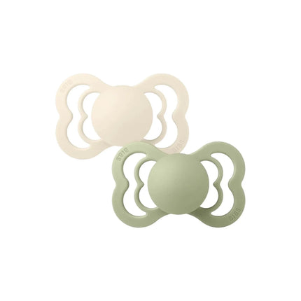 BIBS Supreme Latex Soothers 0-6 months Pack of 2 - Ivory & Sage