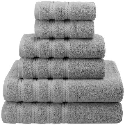 American Soft Linen 100% Turkish Carde Cotton 6 Piece Towel Set, 560 GSM Towels for Bathroom, Super Soft 2 Bath Towels 2 Hand Towels 2 Washcloths,