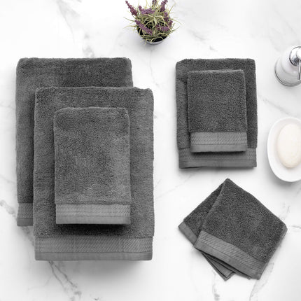 Welhome Madison Charcoal Grey Towels | 6 Piece Set | Softer & Lofter Wash After Wash | Hygro-Cotton | 2 Bath Towels 2 Hand Towels 2 Washcloths | Quick