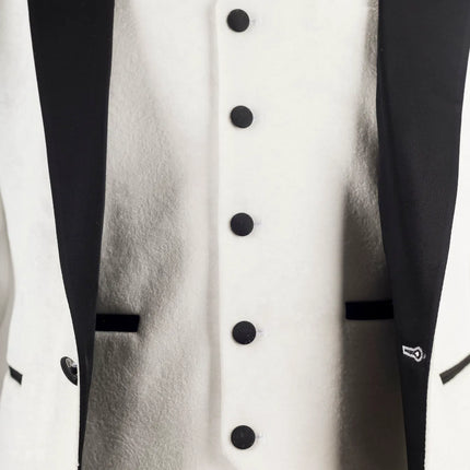 AK-24 - Men's White 3 Piece Velvet Wedding Tuxedo Suit