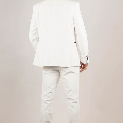 AK-24 - Men's White 3 Piece Velvet Wedding Tuxedo Suit