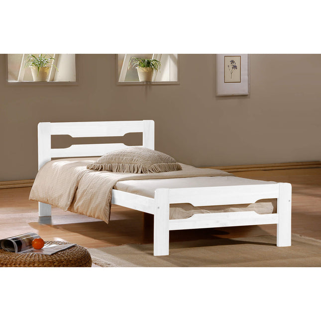 Amelia Solid Wood Single Bed White with a 3ft Budget Mattress
