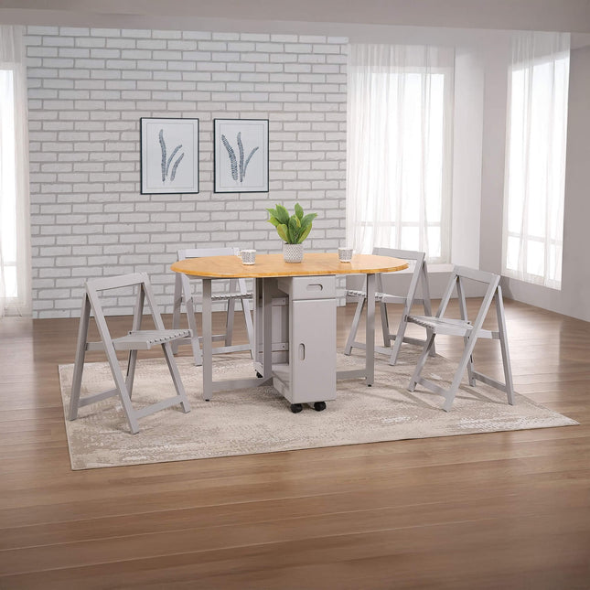 Butterfly Dining Set with 4 Chairs Oak & Grey