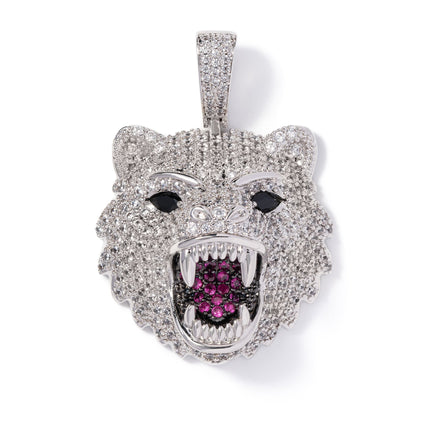 Grizzly Bear Pendant - White Gold