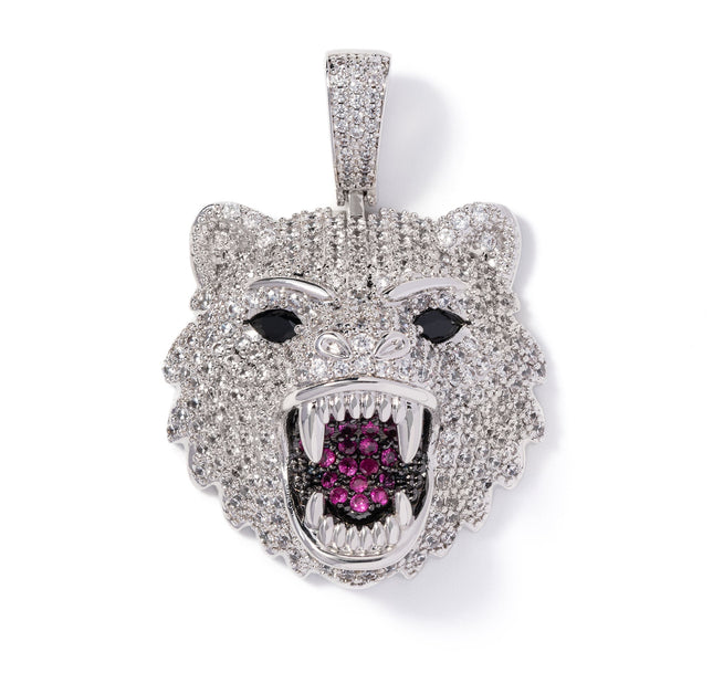 Grizzly Bear Pendant - White Gold