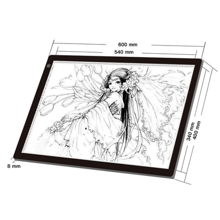 23W 12V LED Three Level of Brightness Dimmable A2 Acrylic Copy Boards Anime Sketch Drawing Sketchpad, EU Plug, EU Plug