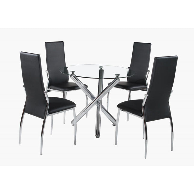 Calder Dining Table Chrome & Clear Glass Chairs aren't included they are extra costs added