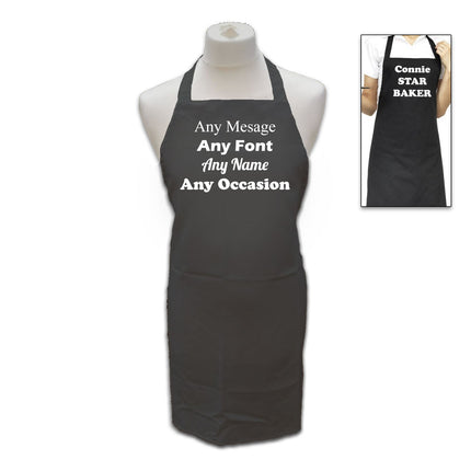 Personalised Black Apron, Personalise with Any Message