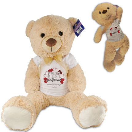 Large Teddy Bear with T-Shirt with World's Best Girlfriend Design