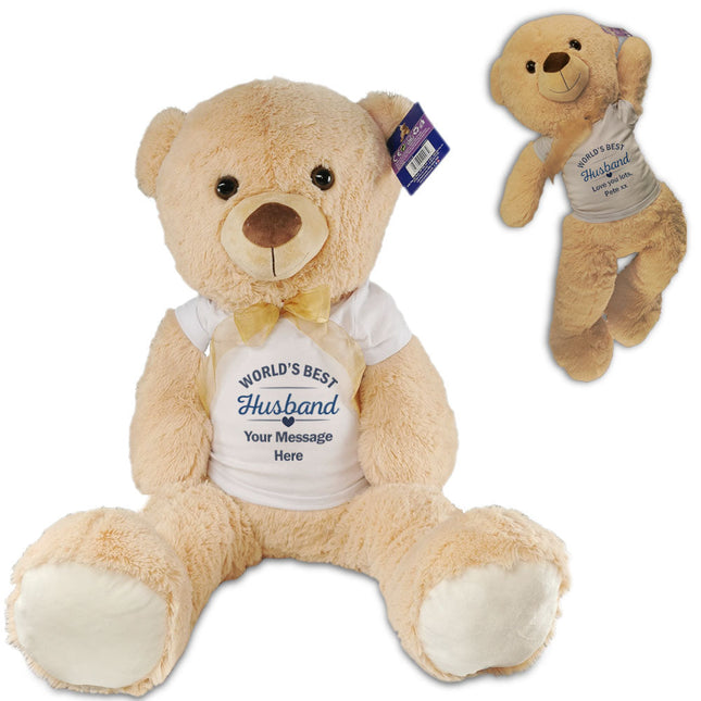 Large Teddy Bear with T-Shirt with World's Best Husband Design