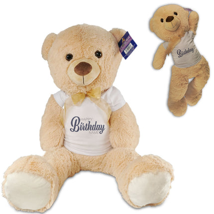 Large Teddy Bear with T-Shirt with Happy Birthday Name Design