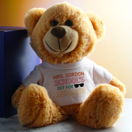 Cream Teddy Bear with School's Out For Summer Design T-Shirt