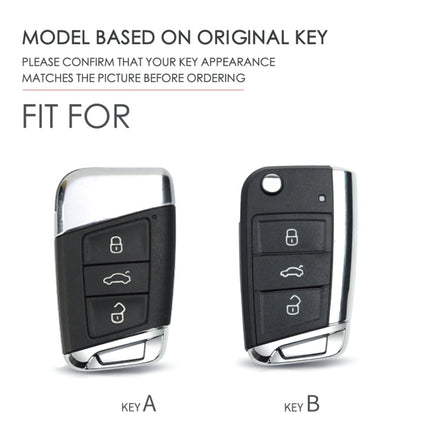 Hallmo Car Female Style Cowhide Leather Key Protective Cover for Volkswagen, B Type Folding(Grass Green)